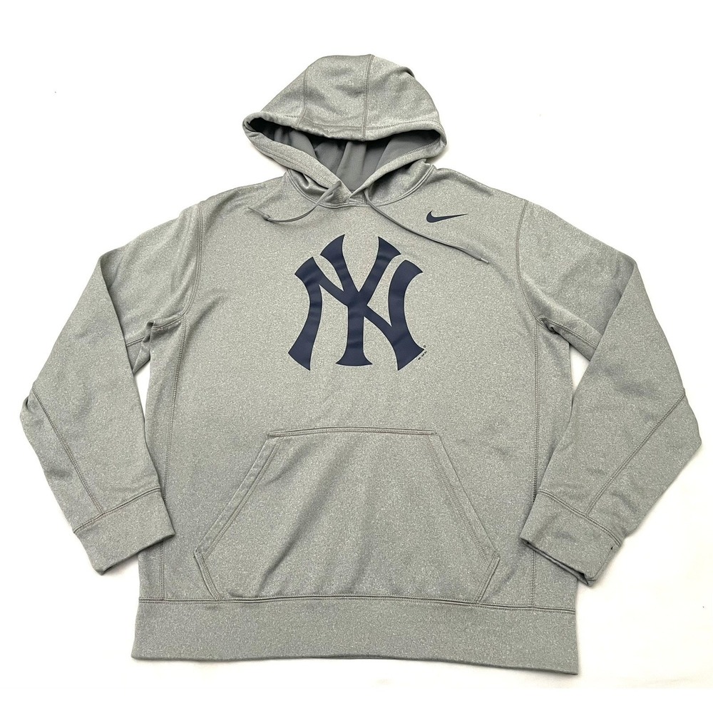New York Yankees Nike Therma Fit Fleece Pullover Hoodie Medium Gray MLB